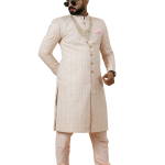 Alluring Peach Thread Embroidered Sherwani | Father Son Combo | Perfect Groom Wear